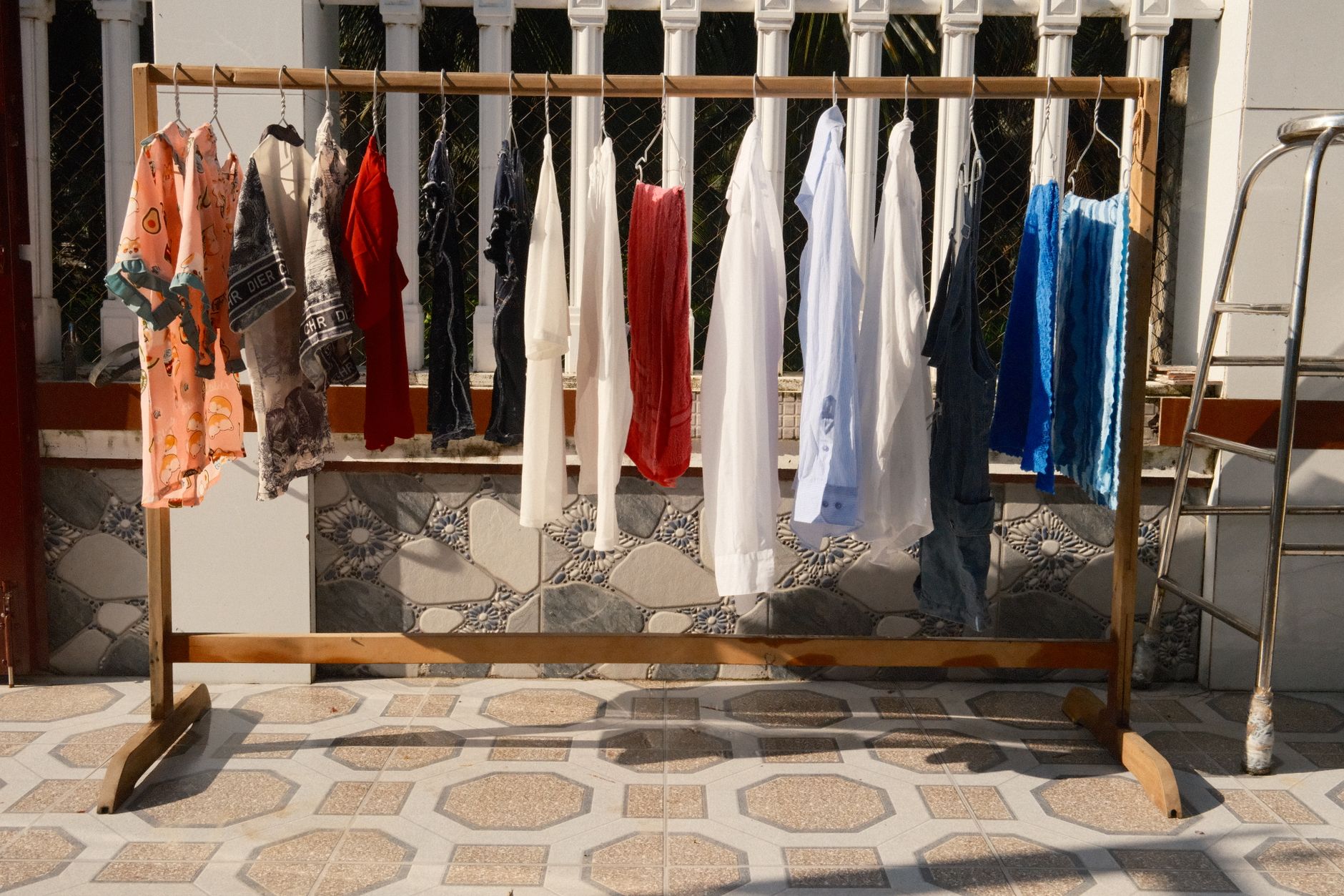 laundry drying rack window