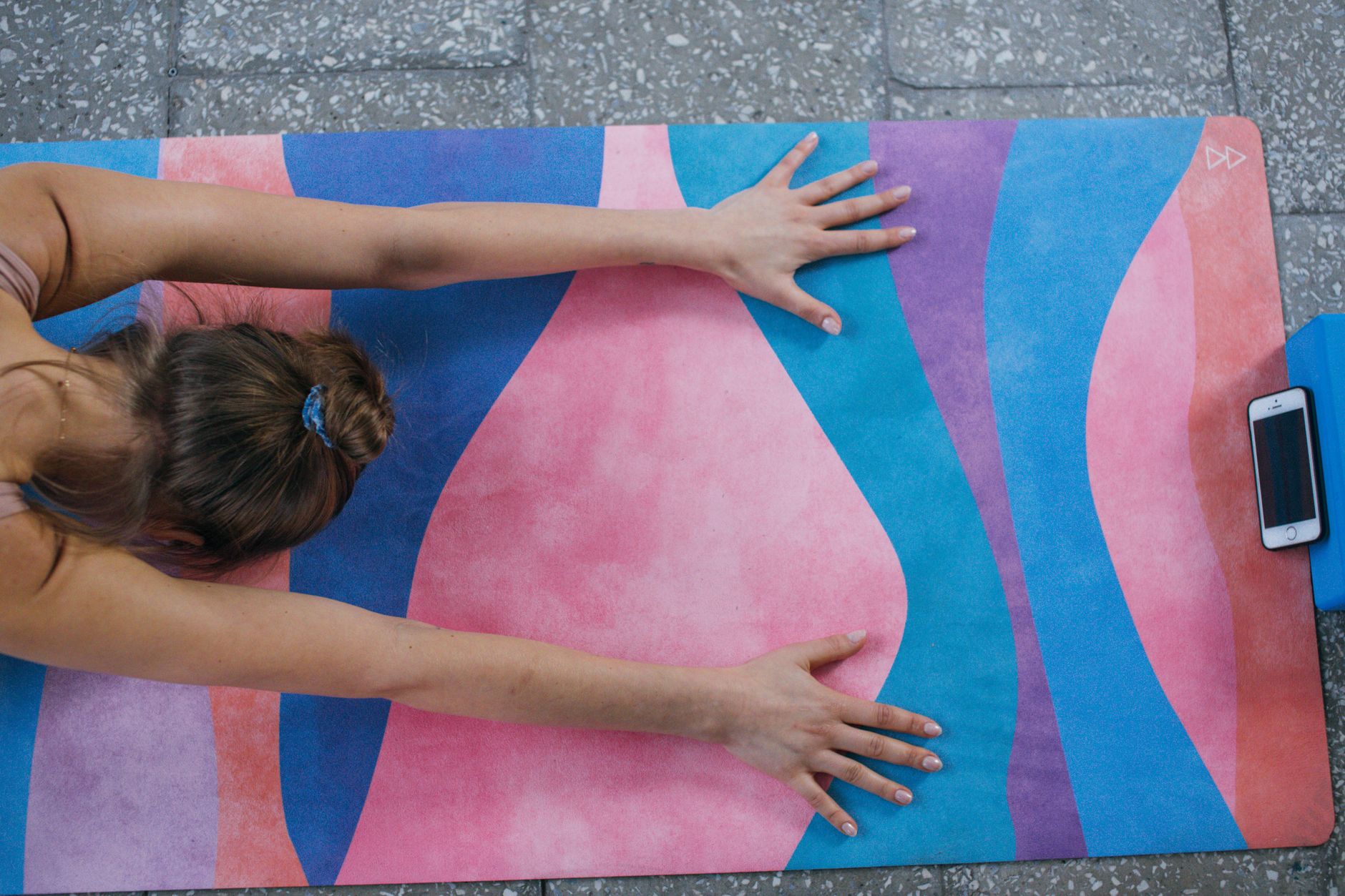 phone yoga mat morning light