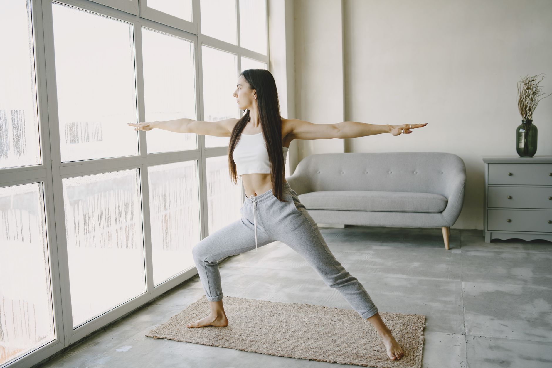 yoga mat window morning