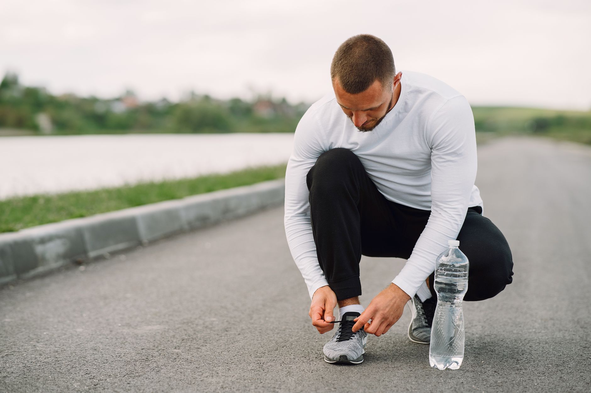 running shoes water bottle