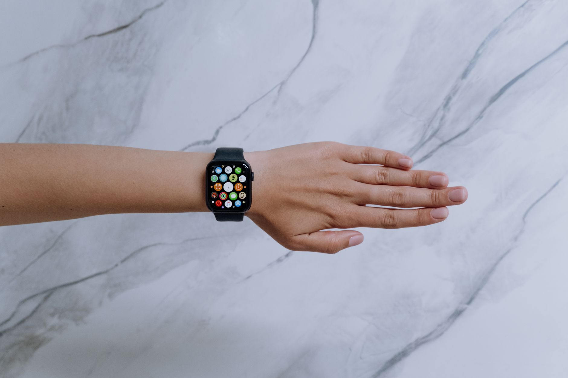 smartwatch white background overhead