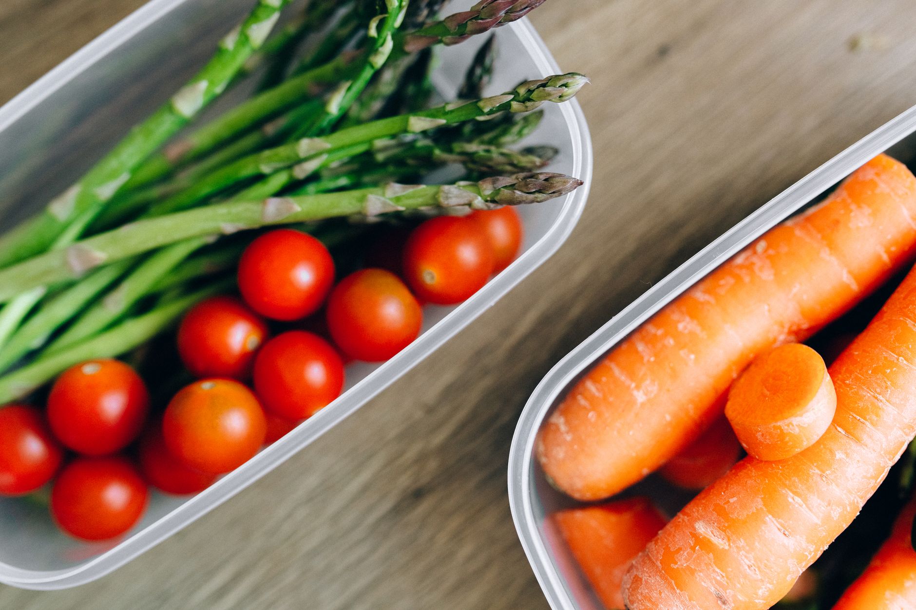 meal prep containers vegetables counter