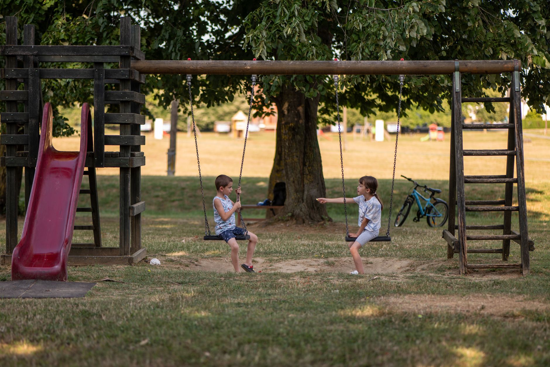 children bicycles playground park